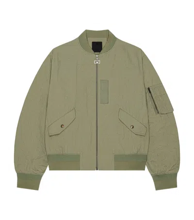 Givenchy Men's Nylon Bomber Jacket In Green