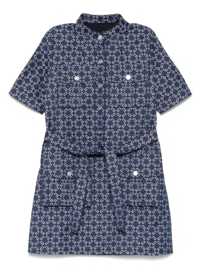 Givenchy Monogram 72 Jacquard Denim Mini Shirtdress In Blue