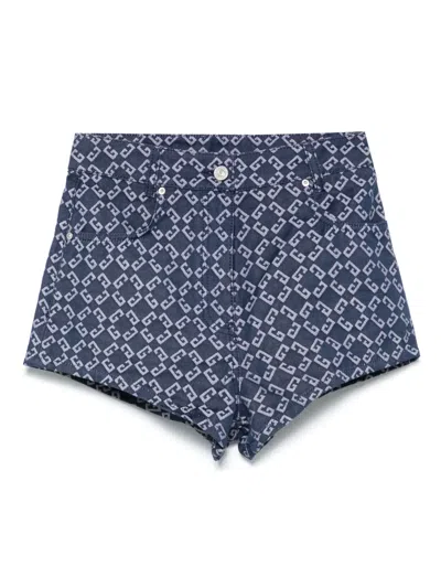 Givenchy Mini Short Slim En Denim Monogramme 72 In Denim Blue