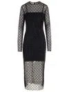Givenchy Monogram 72 Glitter Flocked Long Sleeve Mesh Dress