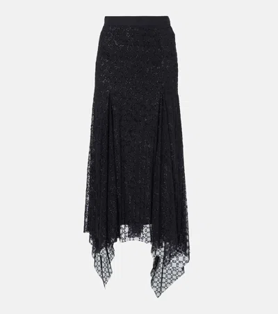 Givenchy Monogram 72 Glitter Midi Skirt In Black/silvery