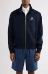 Givenchy Navy Monogram 72 Crystals Harrington Jacket In Dark Blue