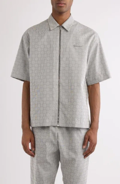Givenchy Gray Monogram 72 Jacquard Zipped Shirt In Multi