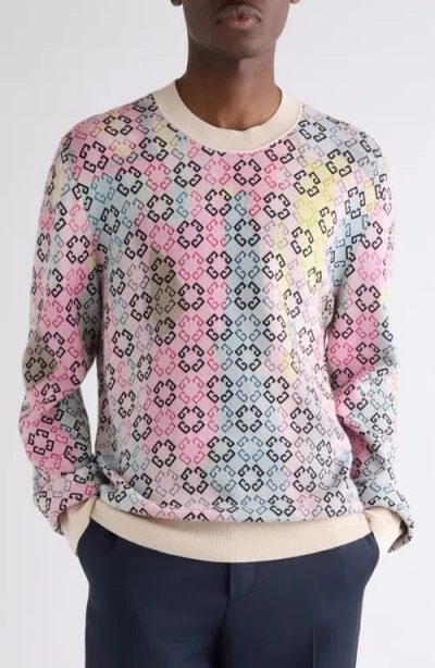 Givenchy Monogram 72 Jacquard Crewneck Sweater In Pink Multicolored