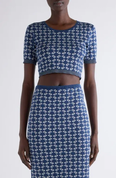 GIVENCHY GIVENCHY MONOGRAM 72 JACQUARD CROP CREWNECK TOP