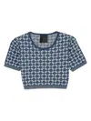 Givenchy Cropped Sweater In Monogram 72 Jacquard In Blue