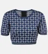 Givenchy Cropped Sweater In Monogram 72 Jacquard In Blue