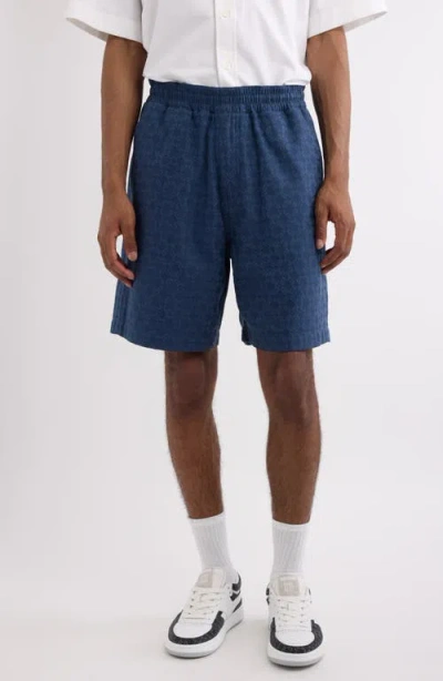 Givenchy Bermuda Shorts In Shiny Monogram 72 Denim In Blue