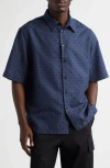 Givenchy Grey/blue Glossy Monogram 72 Denim Shirt In Blue
