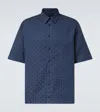 Givenchy Grey/blue Glossy Monogram 72 Denim Shirt In Blue