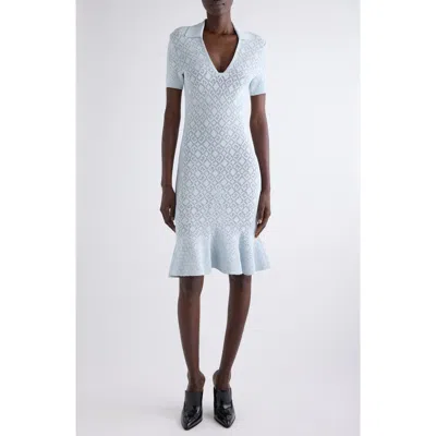 Givenchy Monogram 72 Jacquard Knit Polo Dress In Pale Blue