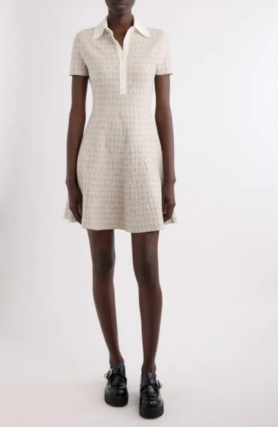 Givenchy Womens Beige Monogram Polo-collar Stretch-wool Blend Mini Dress