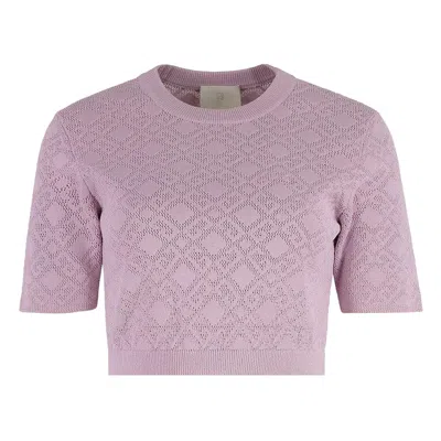 Pre-owned Givenchy Monogram 72 Jacquard Short-sleeve Knit Top 'parma' | Pink | Women's Size S
