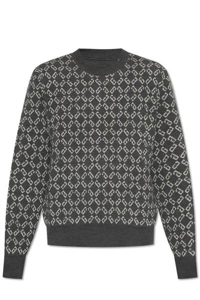 Givenchy Monogram 72 Kacquard Knit Sweater In Medium Grey