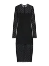 Givenchy Monogram 72 Glitter Flocked Long Sleeve Mesh Dress In Black