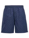 Givenchy Monogram Pattern Bermuda Shorts With Back Pocket In Blue