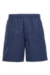 Givenchy Monogram Pattern Bermuda Shorts With Back Pocket In Blue