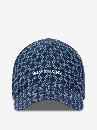 Givenchy Embroidered Cap In Denim Monogram 72 In Blue