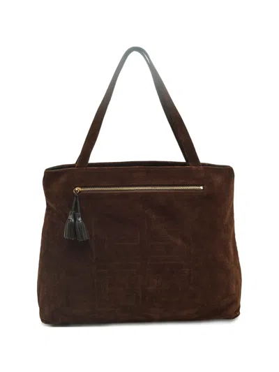 Pre-owned Givenchy Monogram Corduroy Tote Bag In Brown