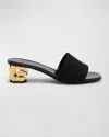 GIVENCHY MONOGRAM COTTON G CUBE-HEEL MULE SANDALS