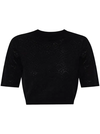 Givenchy Cropped Sweater In Monogram 72 Jacquard In Black