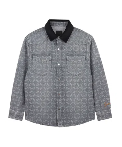 Givenchy Monogram Denim Shirt In Gray