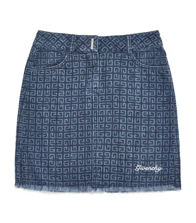 Givenchy Kids' Monogram Denim Skirt In Navy