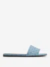 Givenchy 4g Flat Mules In Raffia In Denim Light Blue