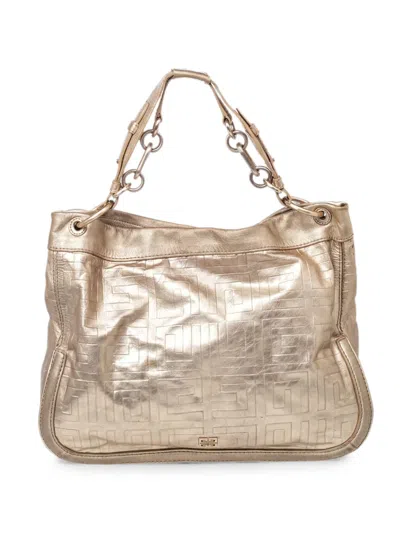 Pre-owned Givenchy Monogram Hobo Tote Bag In Gold