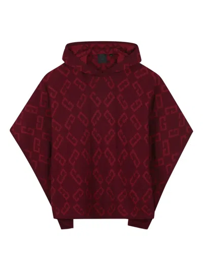 Givenchy Kids' Monogram Jacquard Hooded Poncho In Red