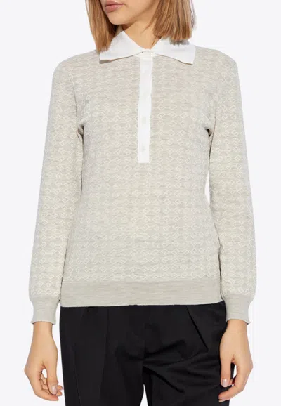 GIVENCHY MONOGRAM JACQUARD WOOL-BLEND POLO SWEATER
