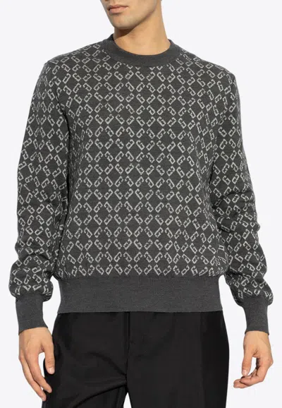 Givenchy Monogram Jacquard Wool-blend Sweater In Gray