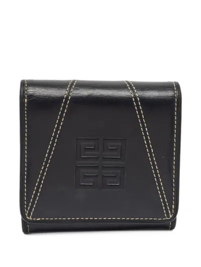 Pre-owned Givenchy Monogram Leather Wallet In Black