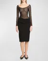 Givenchy Draped Dress In Jersey And Monogram 72 Tulle In Black