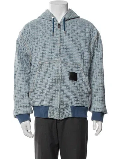Pre-owned Givenchy Monogram Pattern Bomber Jacket In Blue