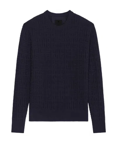 Givenchy Monogram-pattern Crew Neck Jumper In Blue