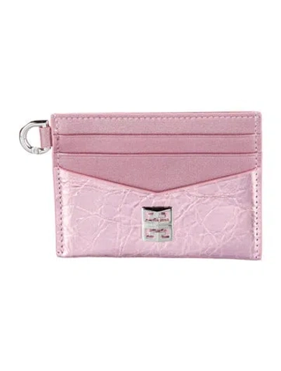 Pre-owned Givenchy Monogram Pattern Leather Card Holder In Metallic/pink