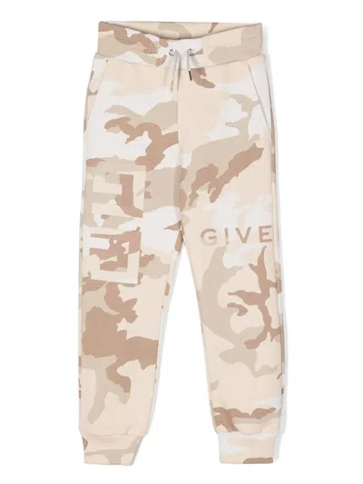 Givenchy Kids' Monogram-print Camouflage Track Pants In Neutrals