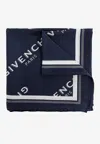 Givenchy Monogram Print Silk-blend Scarf In Blue
