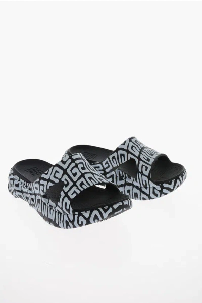 Givenchy Monogram Rubber Marshmallow Platform Sliders In Black