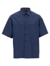 Givenchy Mens Monogram-print Relaxed-fit Cotton-blend Shirt Grey Blue