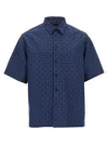 Givenchy Mens Monogram-print Relaxed-fit Cotton-blend Shirt Grey Blue In Multicolor