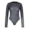 Givenchy Monogram Stretch Bodysuit In Blue
