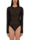 Givenchy Monogram Tulle Bodysuit In Black
