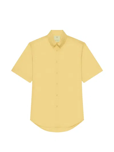 Givenchy Monogram-jacquard Short-sleeve Shirt In Yellow