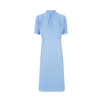 Pre-owned Givenchy Monogram-jacquard Silk Midi Dress 'cornflower' | Blue | Women's Size 34