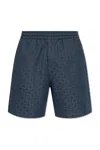 Givenchy Bermuda Shorts In Shiny Monogram 72 Denim In Blue