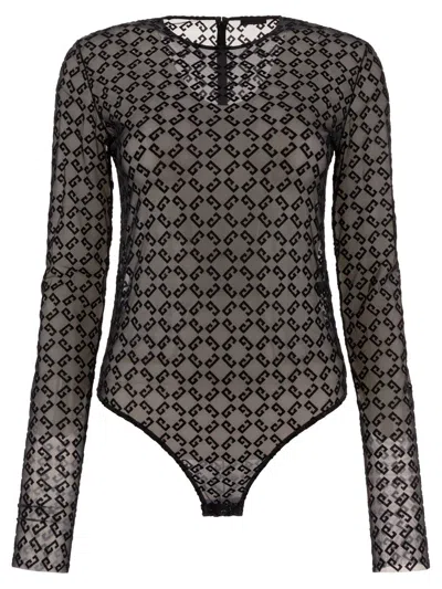 GIVENCHY MONOGRAMMED SHEER LONG-SLEEVE TOP