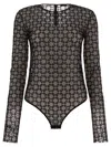 Givenchy Black Monogram 72 Tulle Bodysuit In Nero