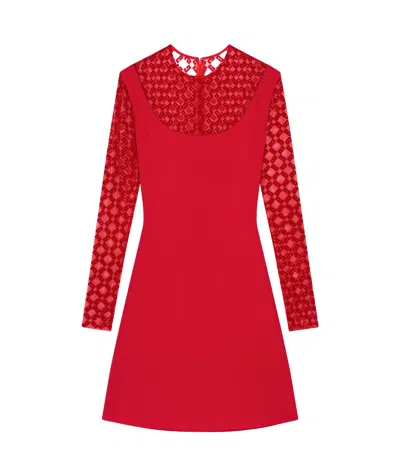 Givenchy Dress In Jersey And Monogram 72 Tulle In Red